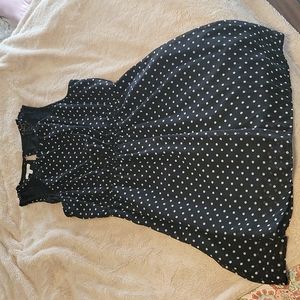 Black white polka-dot lace shoulder dress
